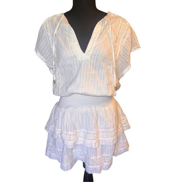 Melissa Odabash Georgie white lace ruffle charming crochet dress large - Picture 3 of 11
